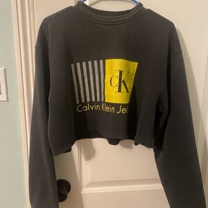 Calvin Klein Jeans Black Sweatshirt with Yellow Logo